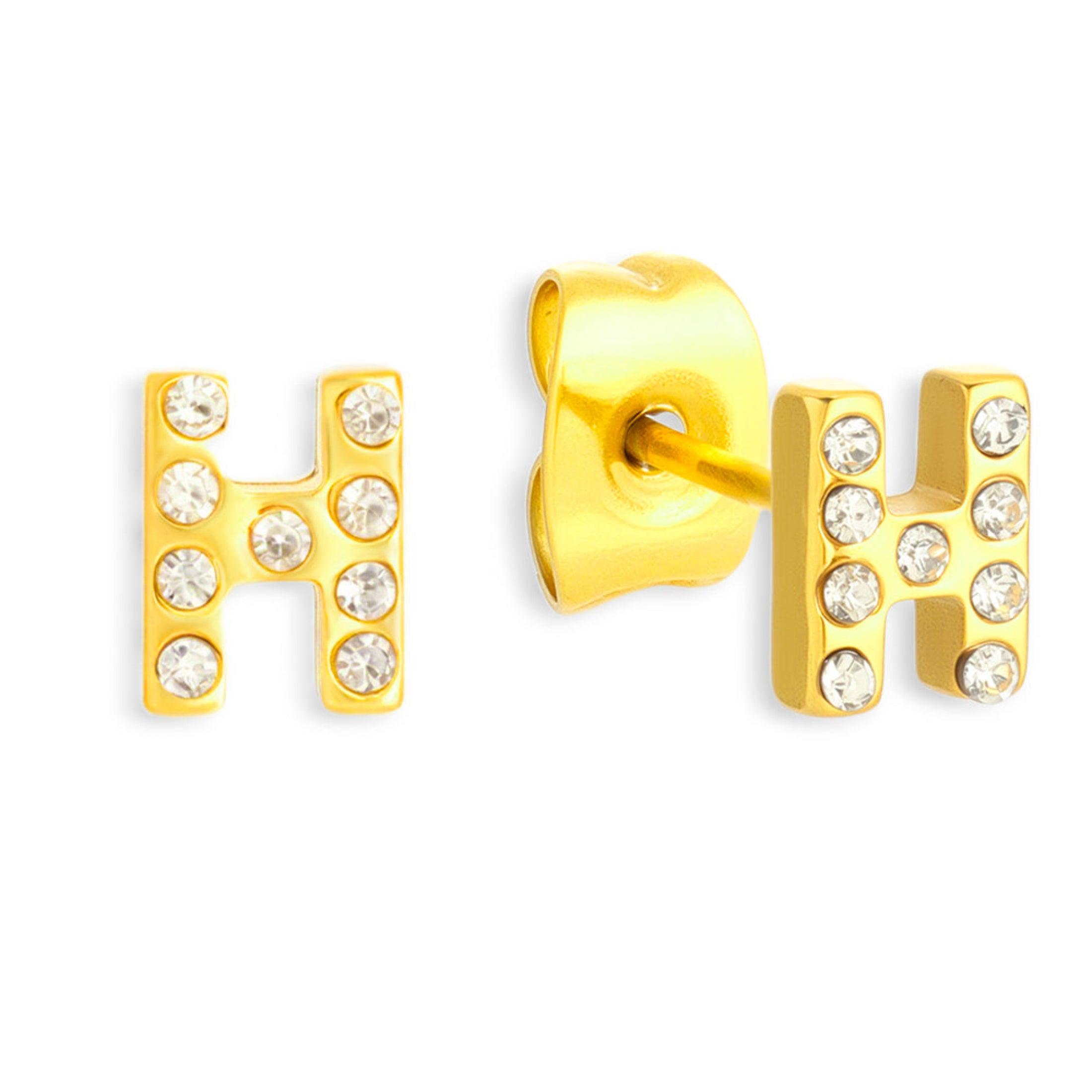 Crystal Initial Stud Earrings
