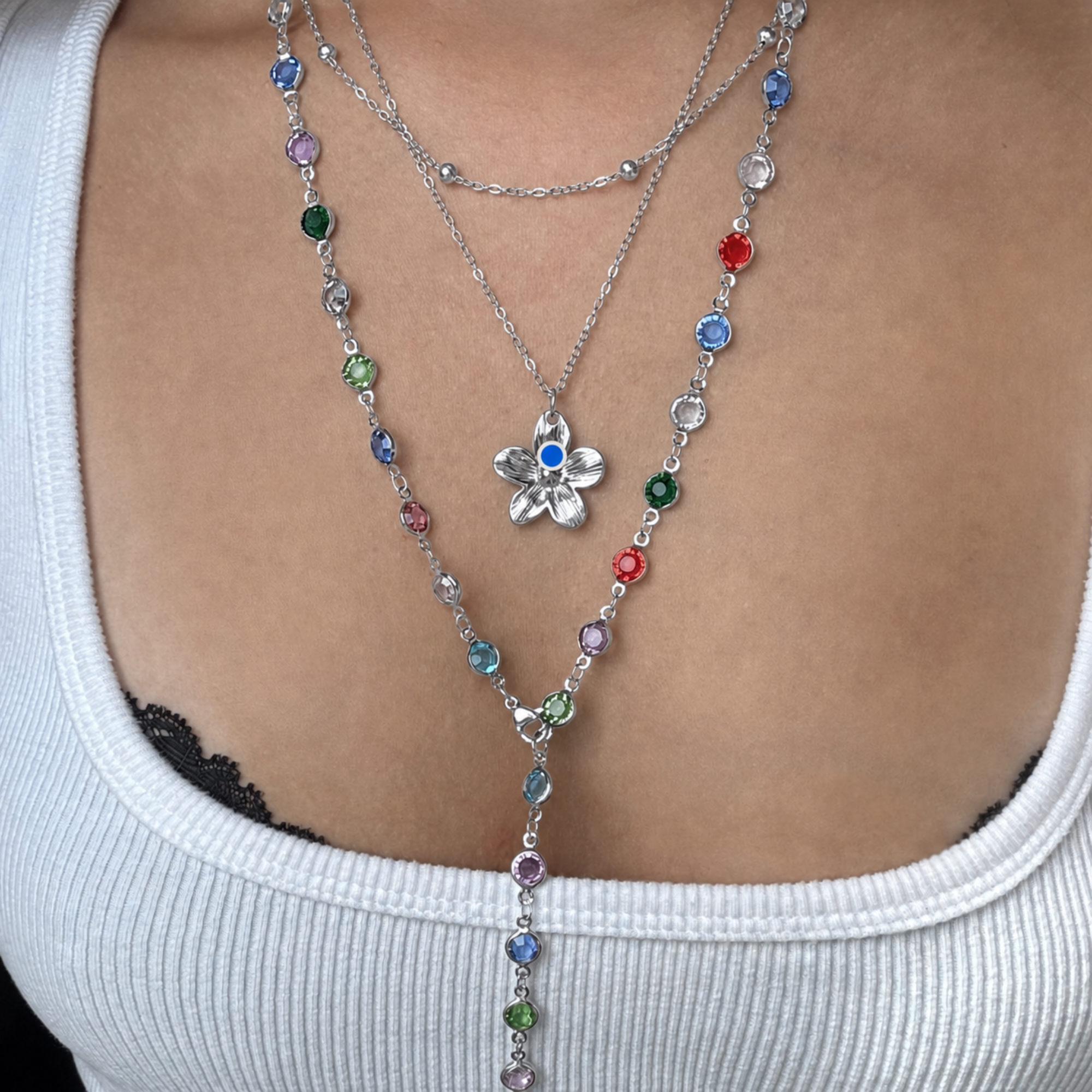 Sunset Glow Rainbow Necklace Set