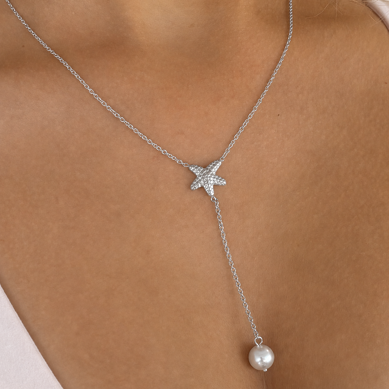 Pearly Sea Lariat Necklace