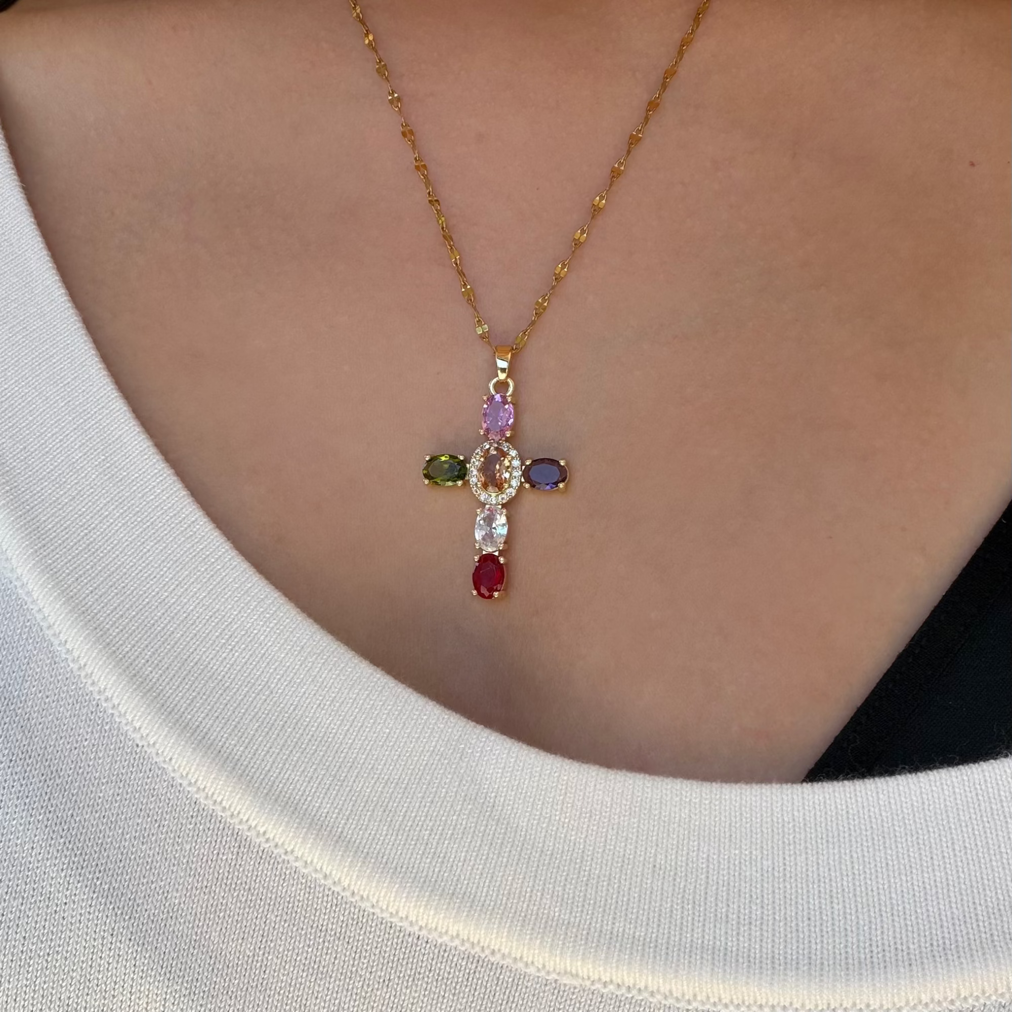 Heavenly Glow Cross Necklace