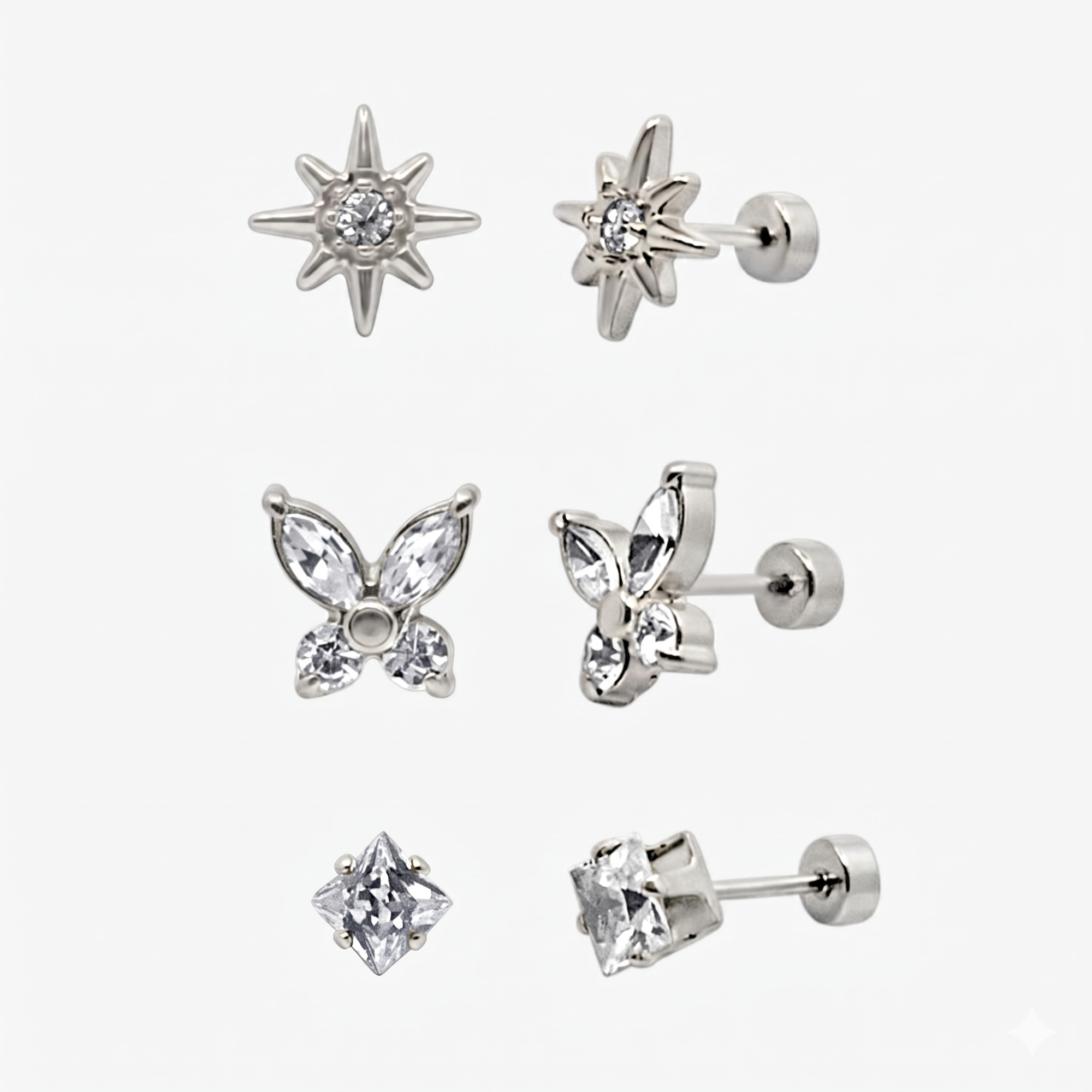 Eternal Twinkle 3 Pack Flat Back Earrings Set