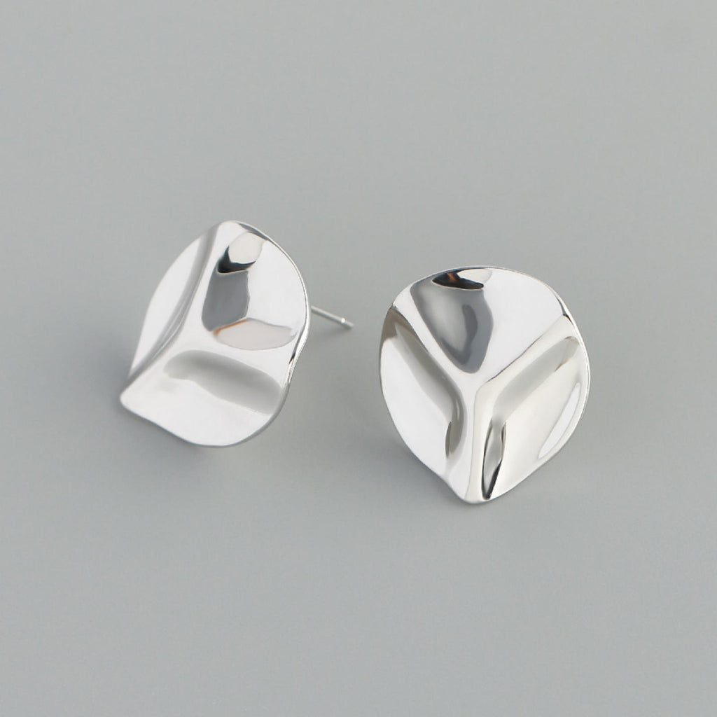 18K Gold Plated Irregular Geometric Punk Brass Stud Earrings