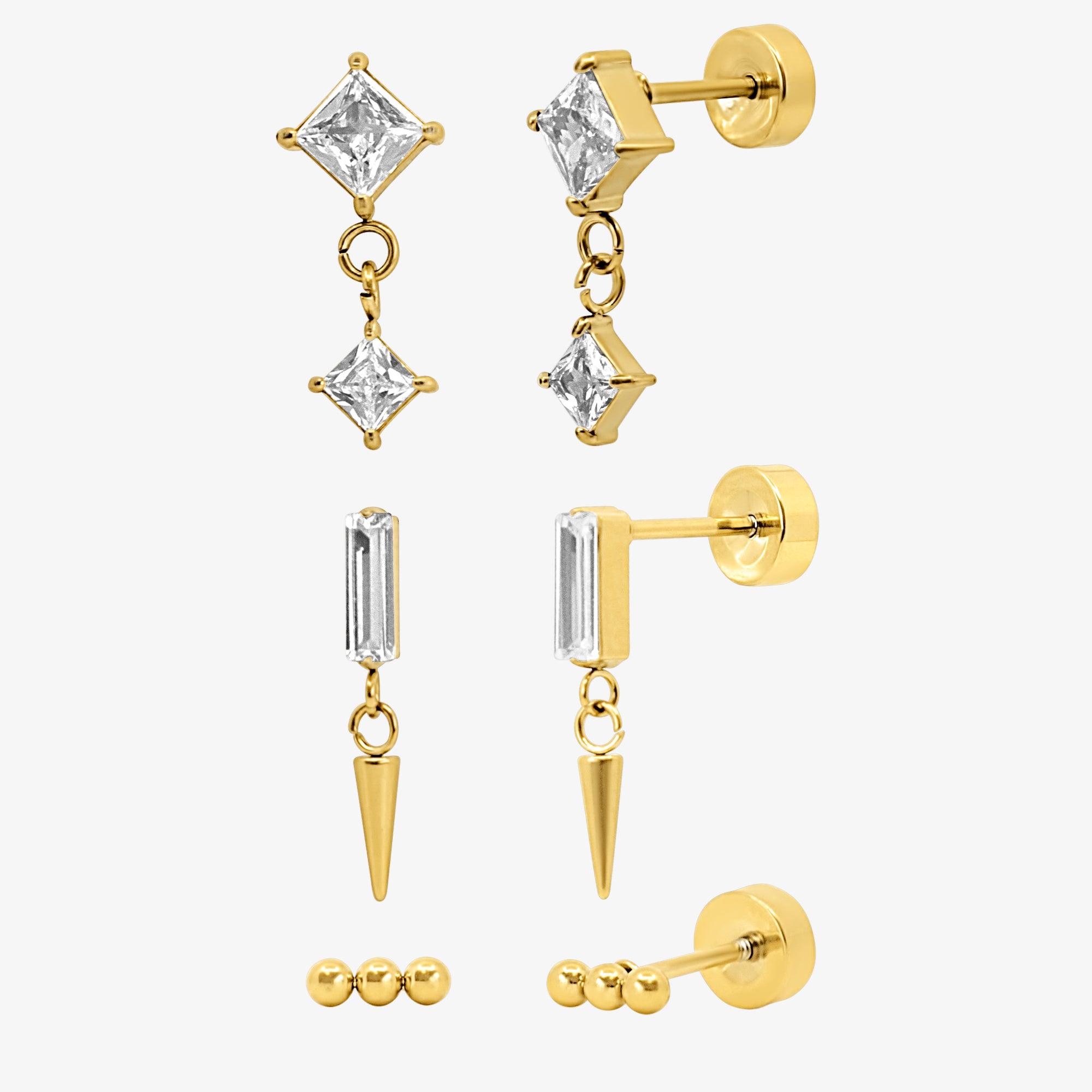 Flat Back Earrings Set Collection