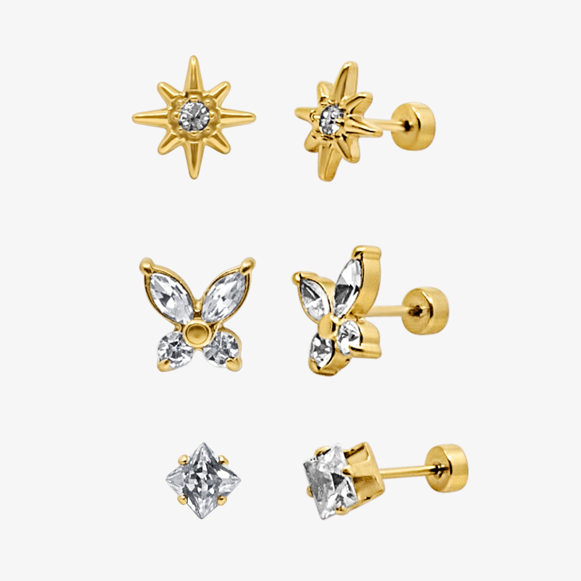 Flat Back Earrings Set Collection