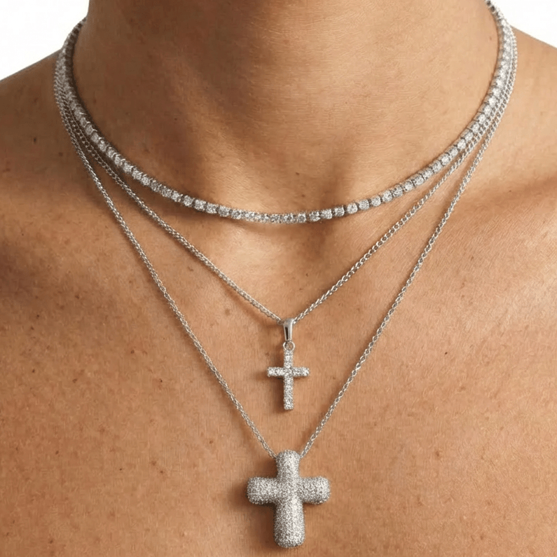 Bling Cross 3-Piece Necklace Bundle