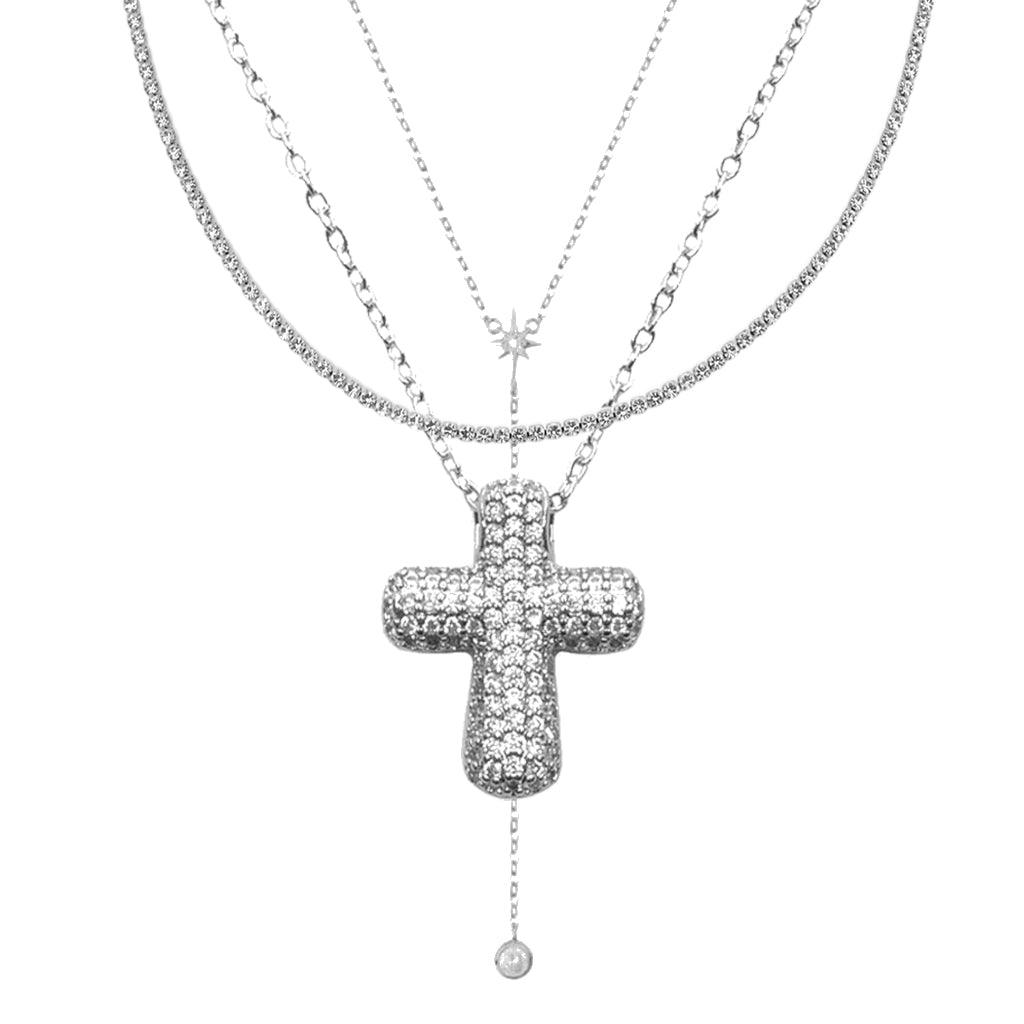 Icy Cross 3-Piece Necklace Bundle