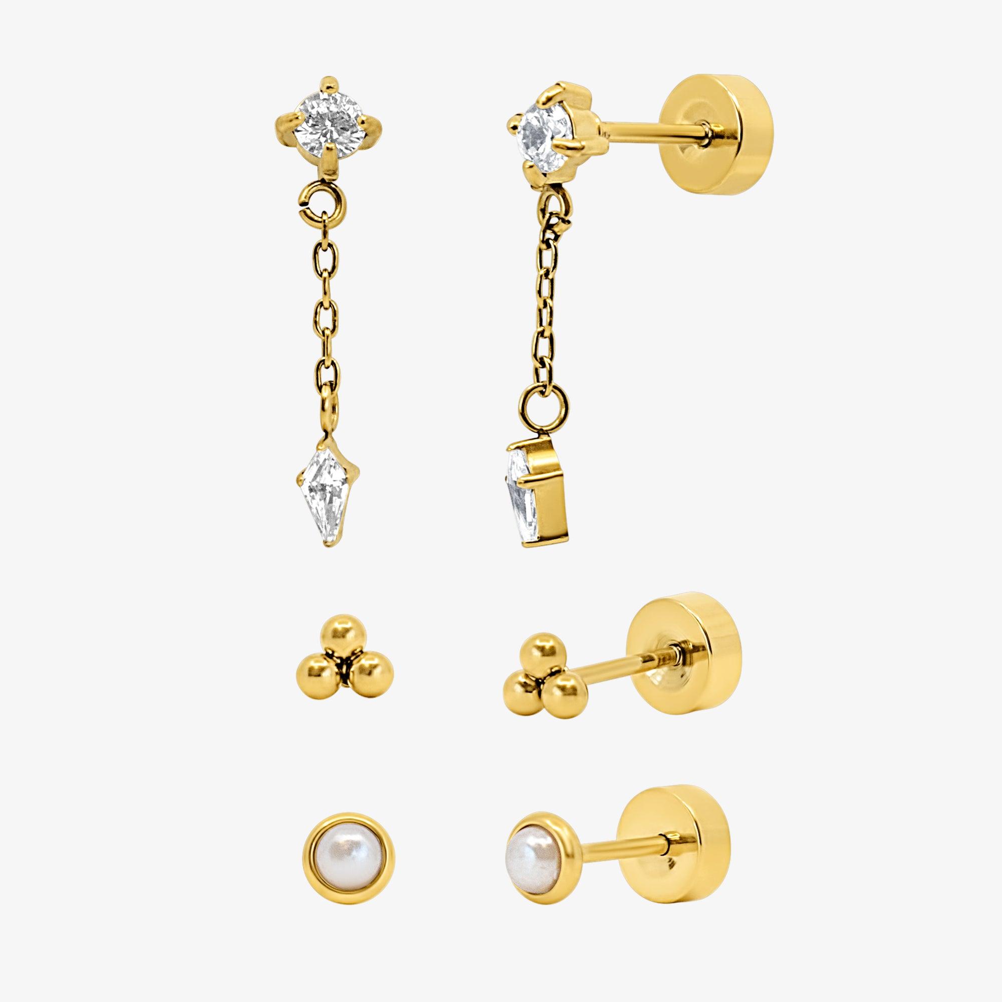 Flat Back Earrings Set Collection