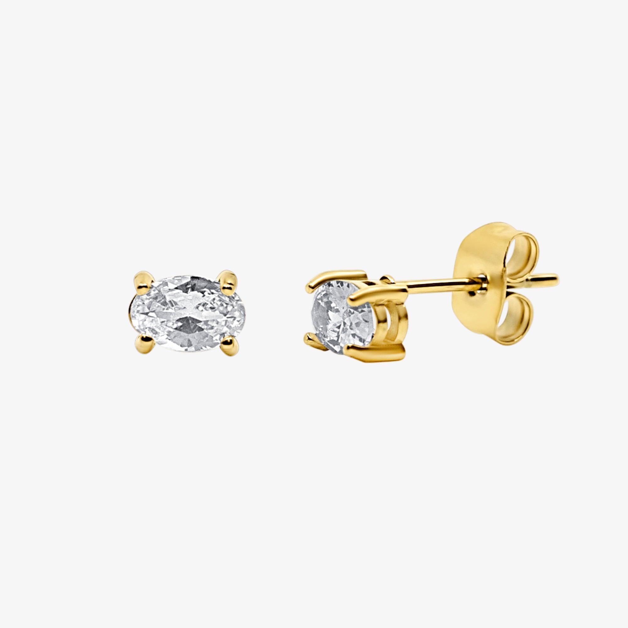 Twinkling Star Oval Stud Earrings